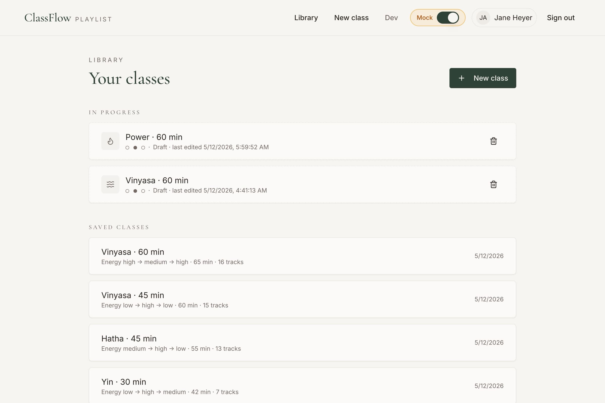 ClassFlow — playlist intelligence for movement classes — gallery