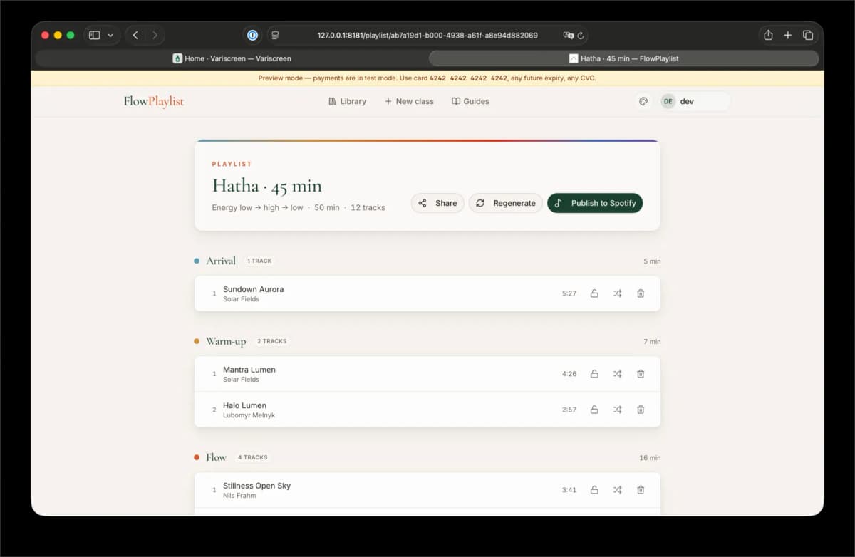 ClassFlow — playlist intelligence for movement classes — gallery