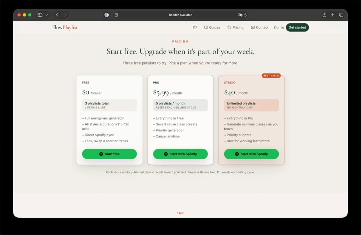ClassFlow — playlist intelligence for movement classes — gallery