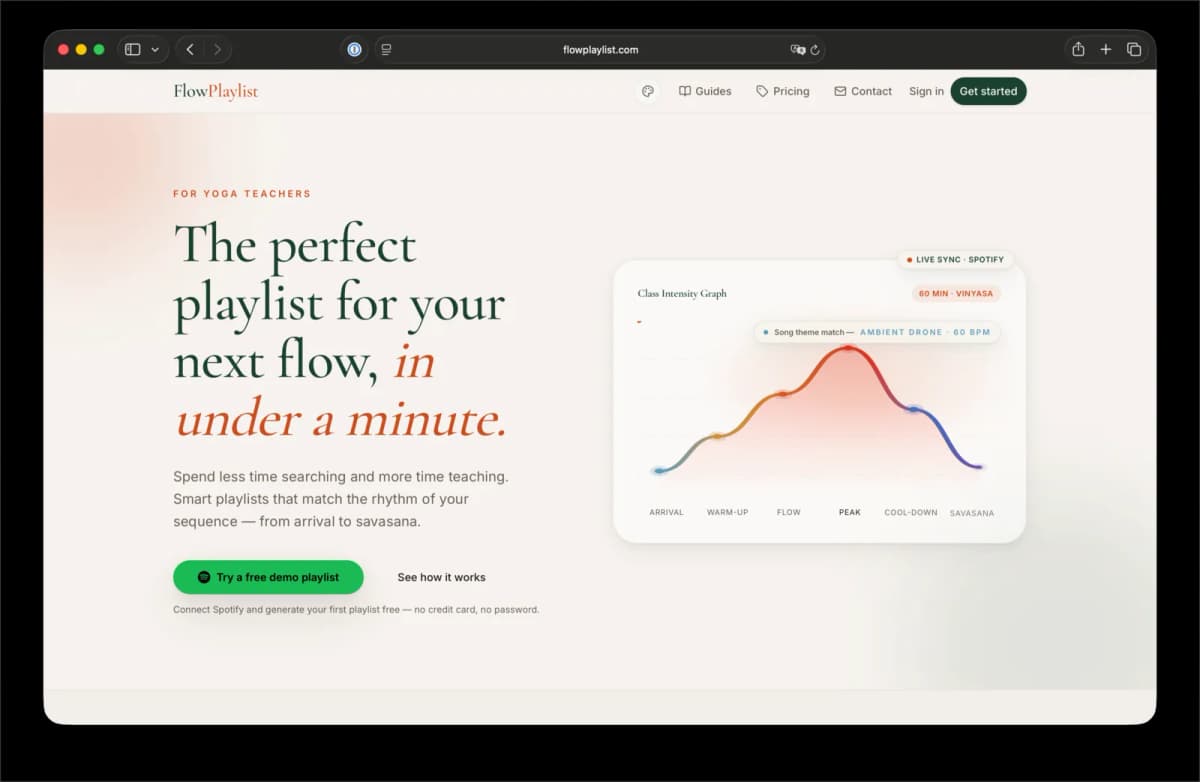 ClassFlow — playlist intelligence for movement classes — preview