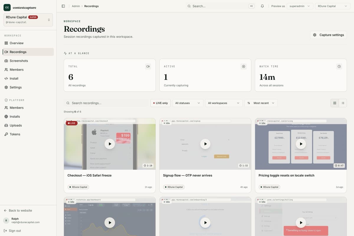 Context Capture — bug reports with the page included — gallery