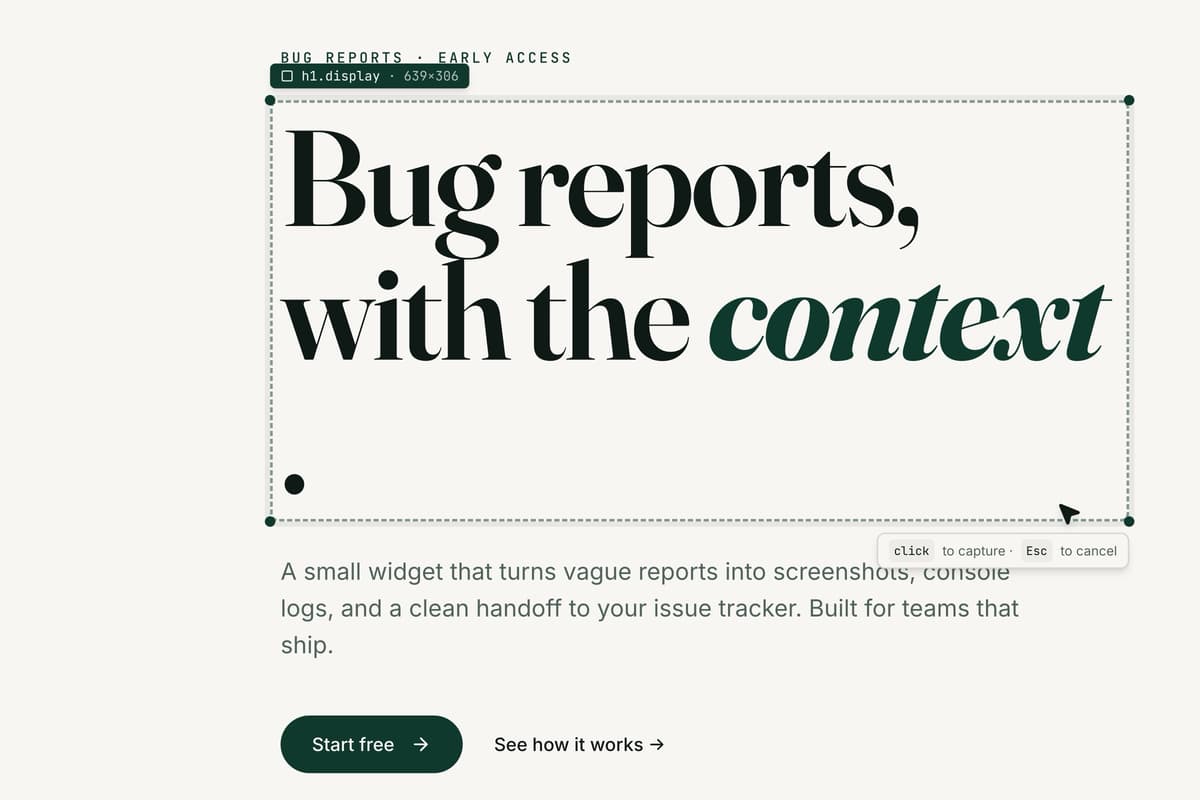 Context Capture — bug reports with the page included — gallery