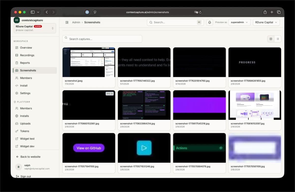 Context Capture — bug reports with the page included — gallery