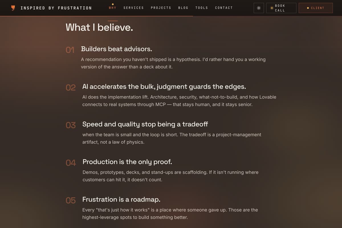 Inspired by Frustration — production studio platform — gallery
