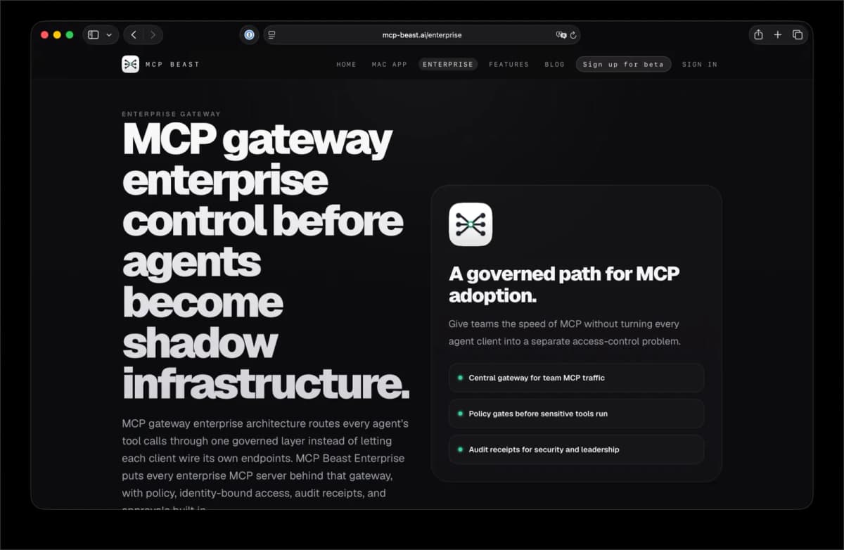 MCP Beast — governed MCP control plane — preview